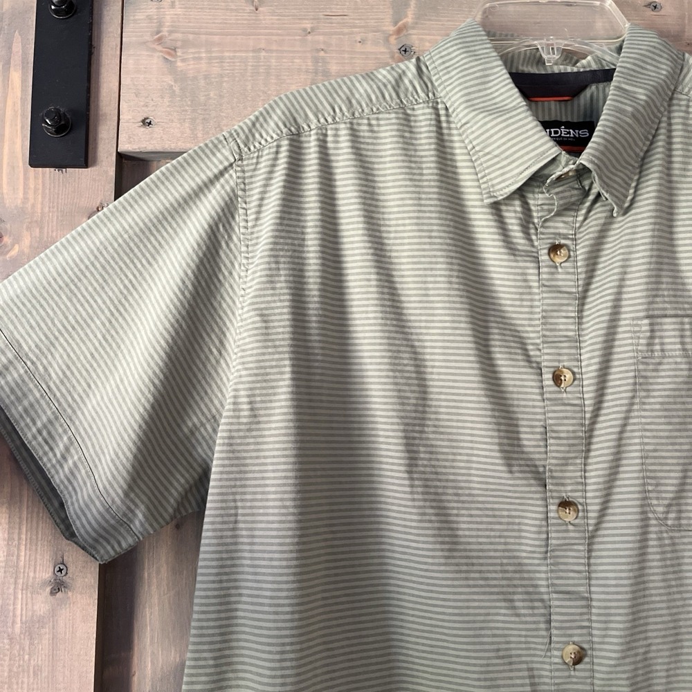 Grundens Men's Platform SS Shirt Tea‎ Lichen Green Men's size Large Striped - Picture 5 of 10